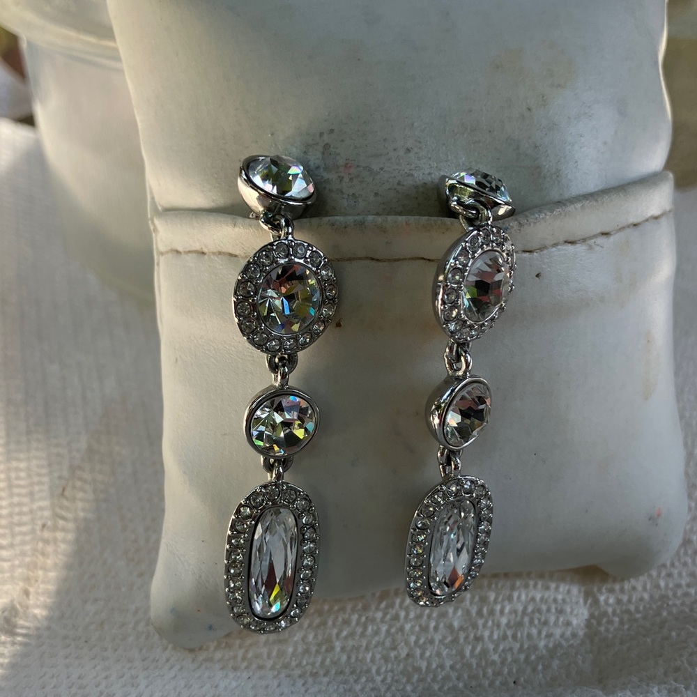 Givenchy Icy Silver Crystal Dangle Post Earrings - image 1